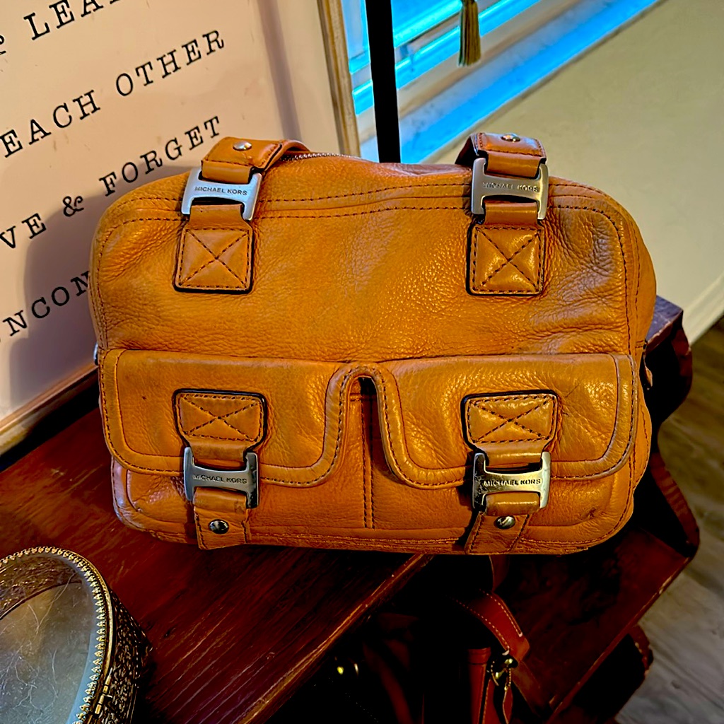 Calfskin Real Leather Camel Colored (Large) Medium Sized Michael Kors Bag